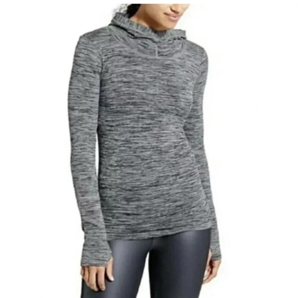 Athleta Renew Radiance Cowl Neck Hooded Long Sleeve‎ Spacedye Gray Size XS